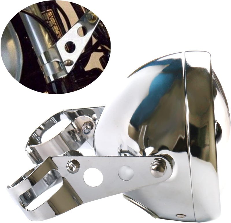 ZZJAUBI Chrome Motorcycle Headlight Housing 5.75 5 3/4inch Headlight Bucket compatible with Shadow Cafe Racer Bobber Cruiser - Image 5